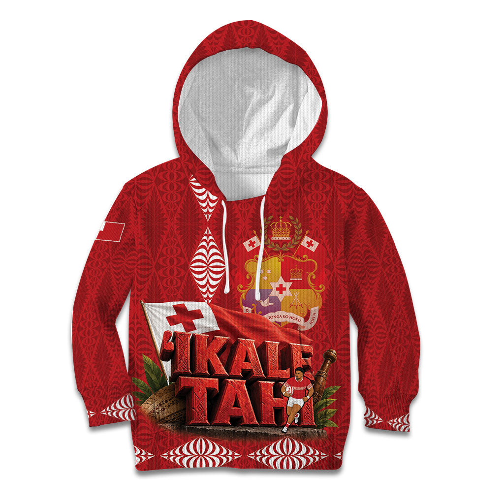 Tonga Rugby Custom Kid Hoodie 2026 Go Ikale Tahi Ngatu Pattern