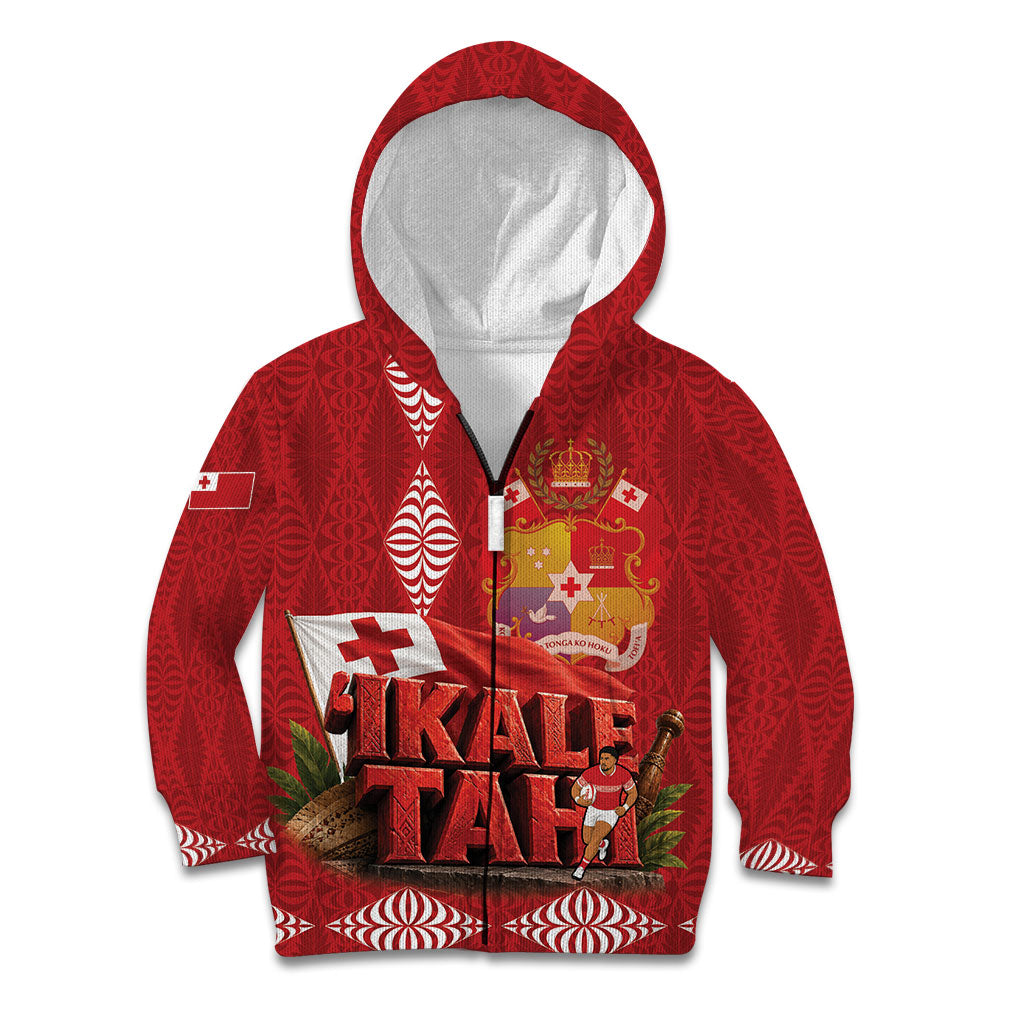 Tonga Rugby Custom Kid Hoodie 2026 Go Ikale Tahi Ngatu Pattern