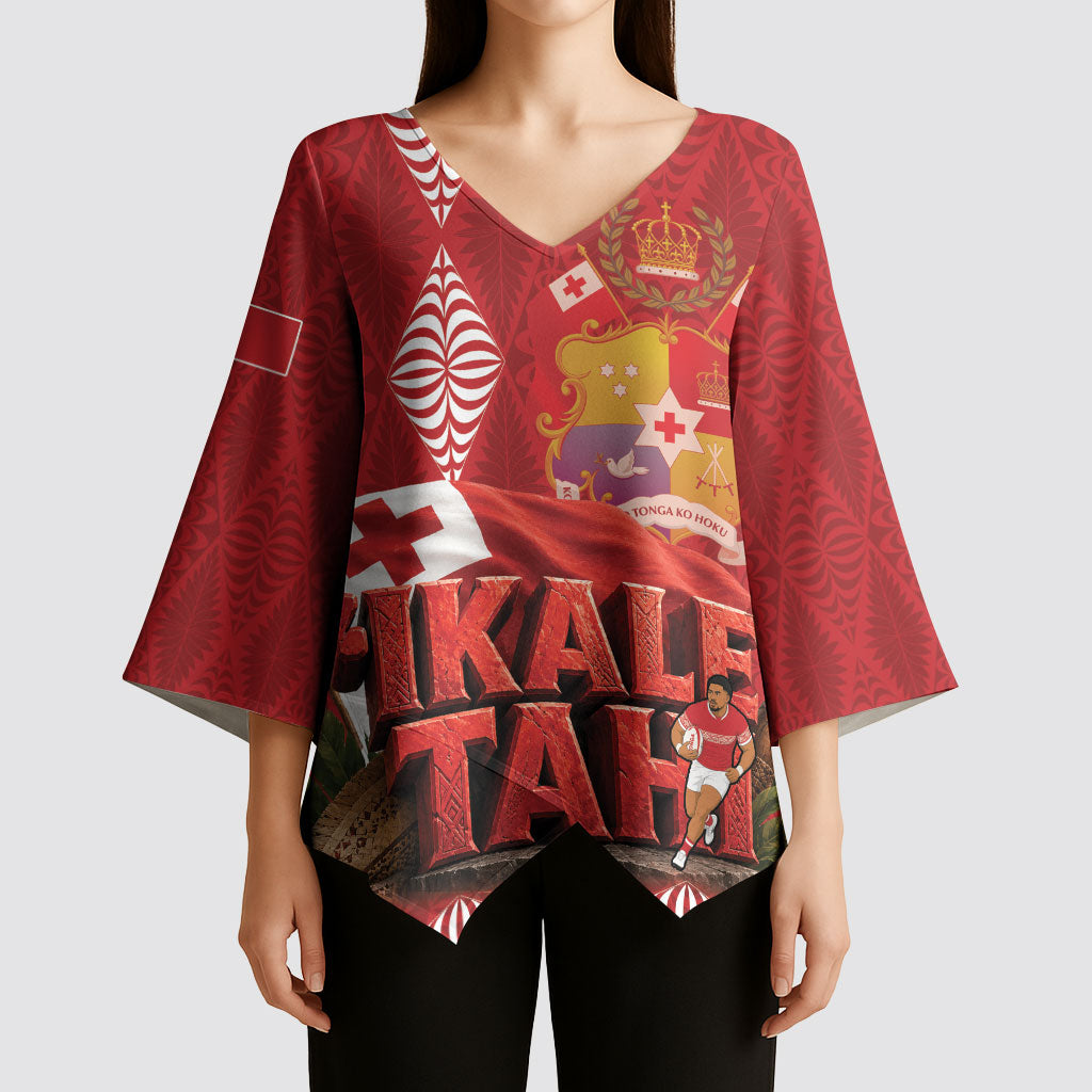 Tonga Rugby Custom Kimono Sleeve Blouse 2026 Go Ikale Tahi Ngatu Pattern
