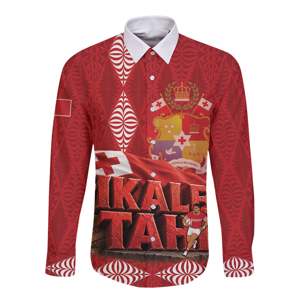 Tonga Rugby Custom Long Sleeve Button Shirt 2026 Go Ikale Tahi Ngatu Pattern