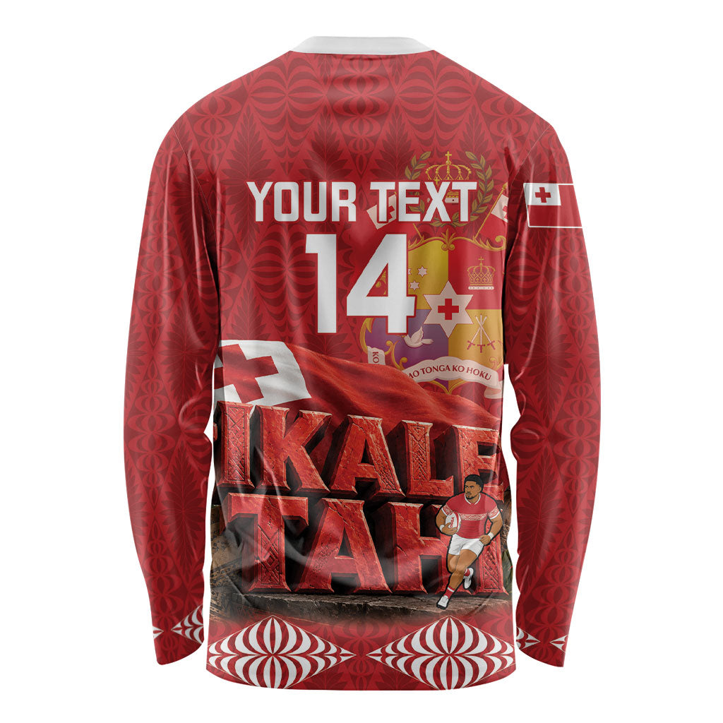 Tonga Rugby Custom Long Sleeve Shirt 2026 Go Ikale Tahi Ngatu Pattern