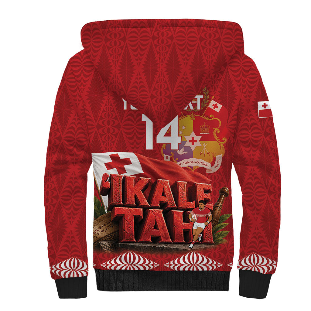 Tonga Rugby Custom Sherpa Hoodie 2026 Go Ikale Tahi Ngatu Pattern