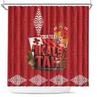 Tonga Rugby Custom Shower Curtain 2026 Go Ikale Tahi Ngatu Pattern
