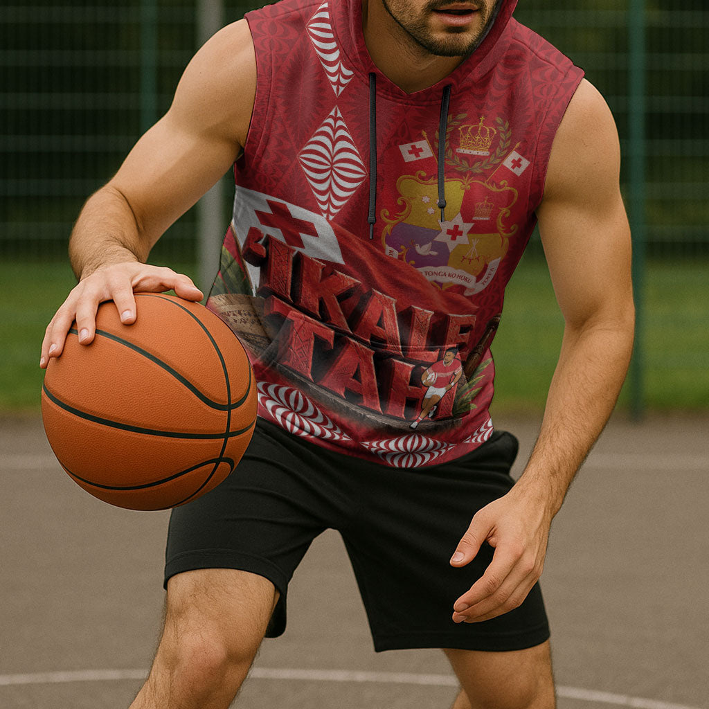 Tonga Rugby Custom Sleeveless Hoodie 2026 Go Ikale Tahi Ngatu Pattern