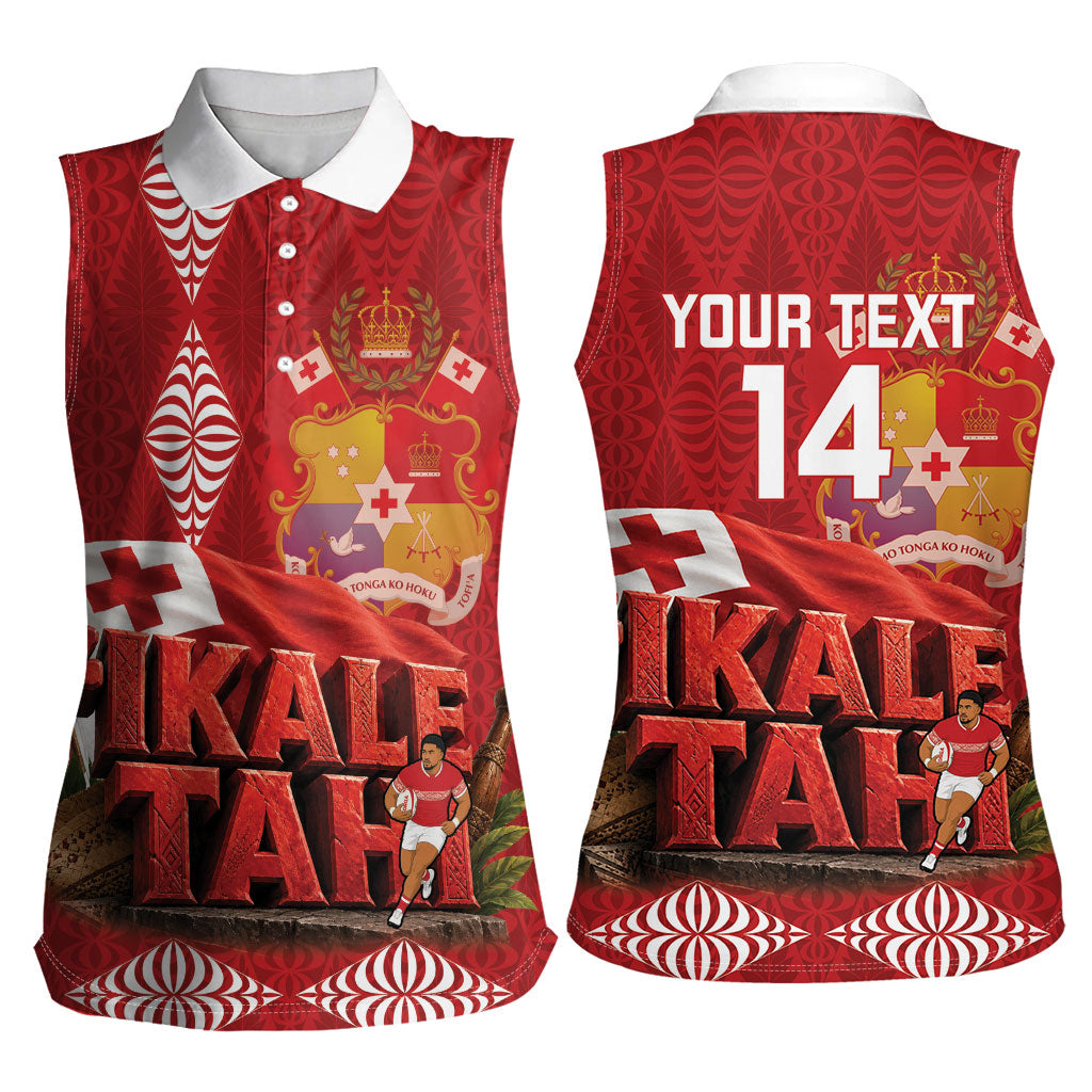 Tonga Rugby Custom Women Sleeveless Polo Shirt 2026 Go Ikale Tahi Ngatu Pattern