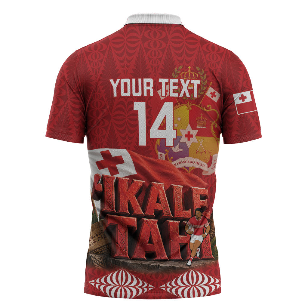 Tonga Rugby Custom Zipper Polo Shirt 2026 Go Ikale Tahi Ngatu Pattern