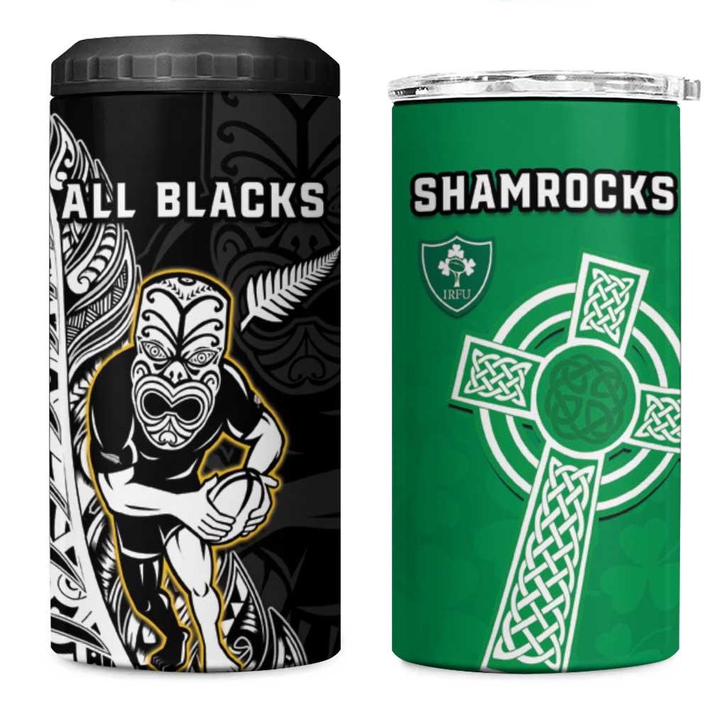 New Zealand and Ireland Rugby 4 in 1 Can Cooler Tumbler All Black Maori Mix Shamrocks