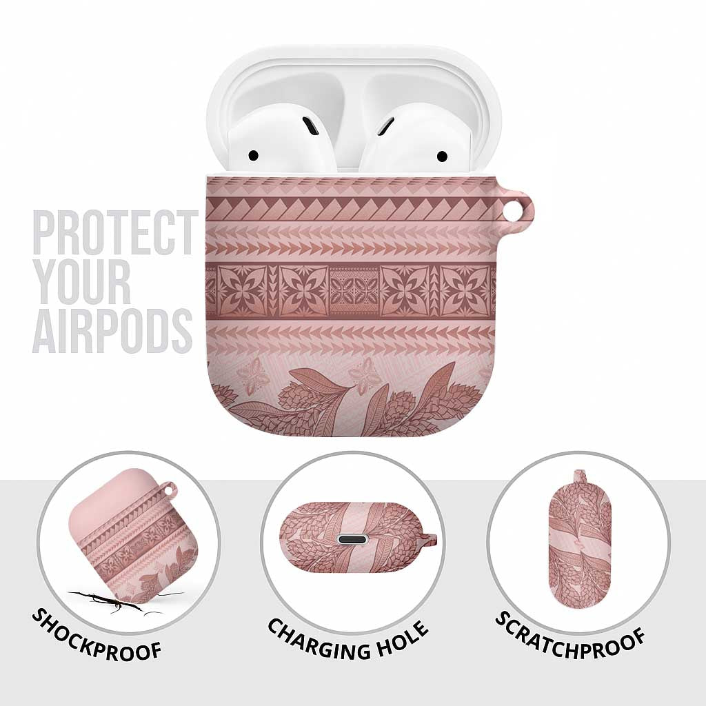 Pastel Pink Samoa Siapo Teuila Flowers AirPods Case - Polynesian Pride