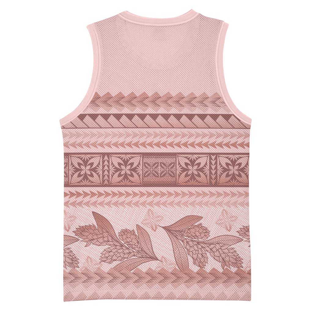 Pastel Pink Samoa Siapo Teuila Flowers Basketball Jersey - Polynesian Pride