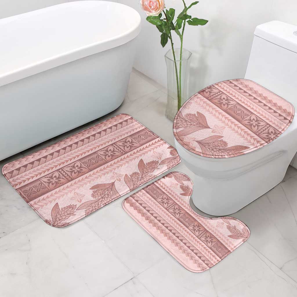 Pastel Pink Samoa Siapo Teuila Flowers Bathroom Set - Polynesian Pride