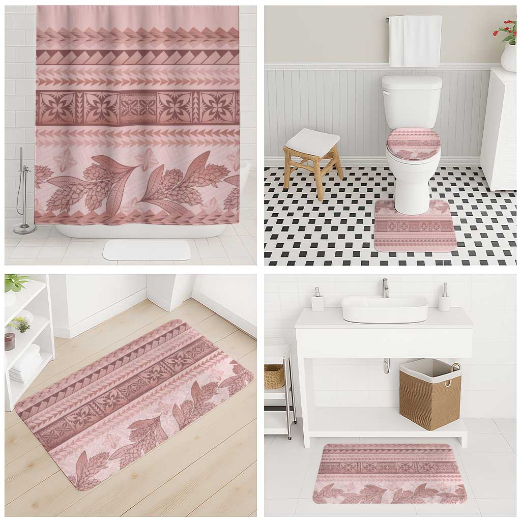 Pastel Pink Samoa Siapo Teuila Flowers Bathroom Set - Polynesian Pride