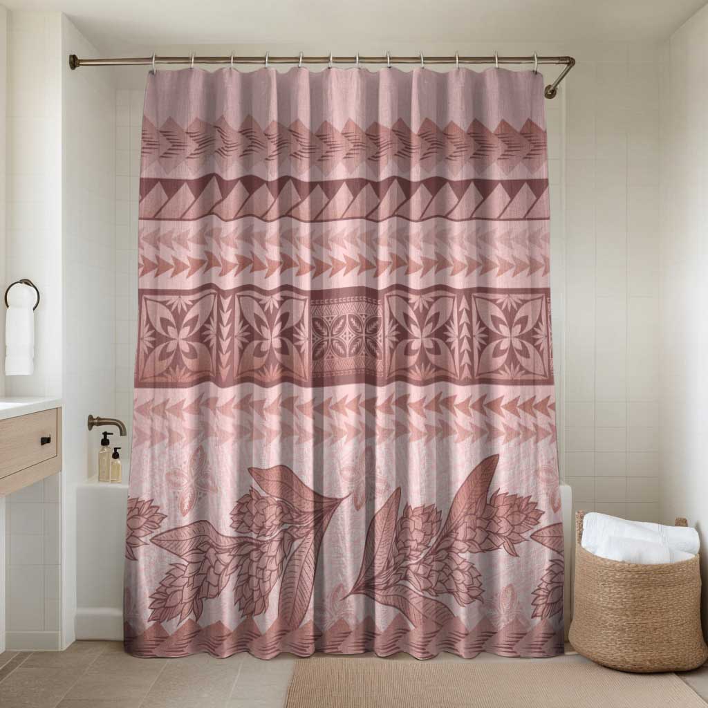 Pastel Pink Samoa Siapo Teuila Flowers Bathroom Set - Polynesian Pride