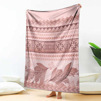 Pastel Pink Samoa Siapo Teuila Flowers Blanket - Polynesian Pride