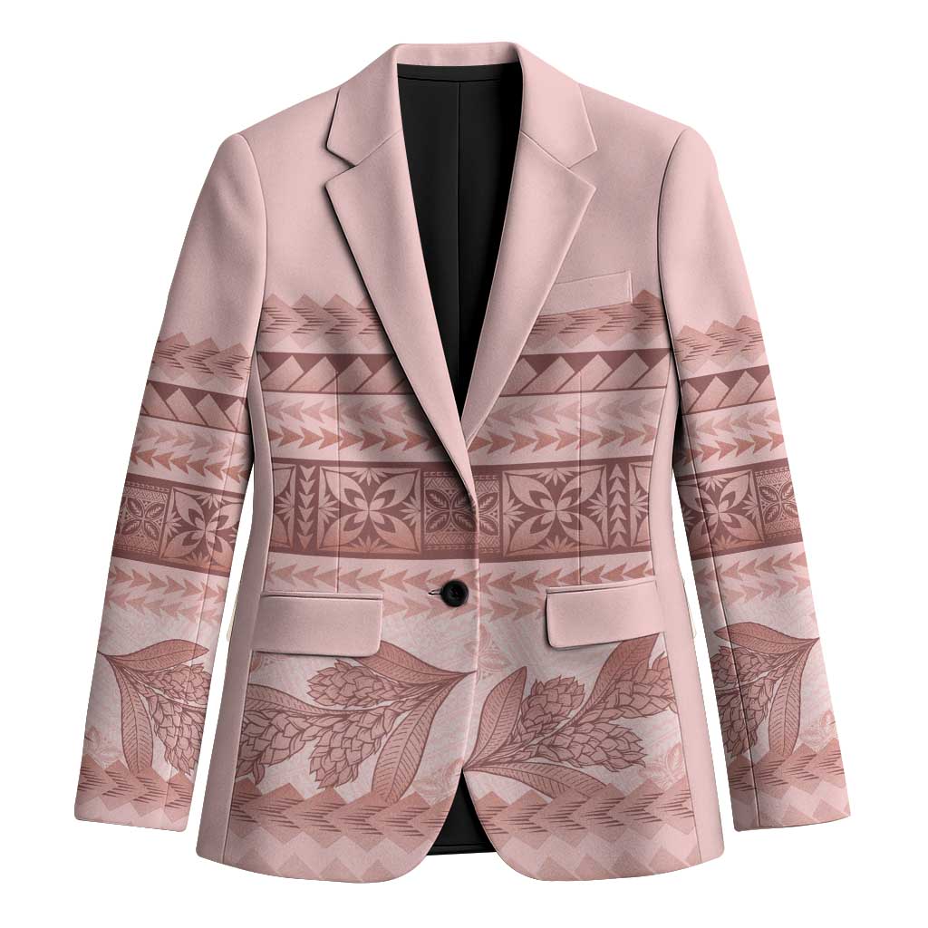 Pastel Pink Samoa Siapo Teuila Flowers Blazer - Polynesian Pride