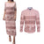 Pastel Pink Samoa Siapo Teuila Flowers Couples Matching Puletasi and Long Sleeve Button Shirt - Polynesian Pride