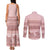Pastel Pink Samoa Siapo Teuila Flowers Couples Matching Tank Maxi Dress and Long Sleeve Button Shirt - Polynesian Pride