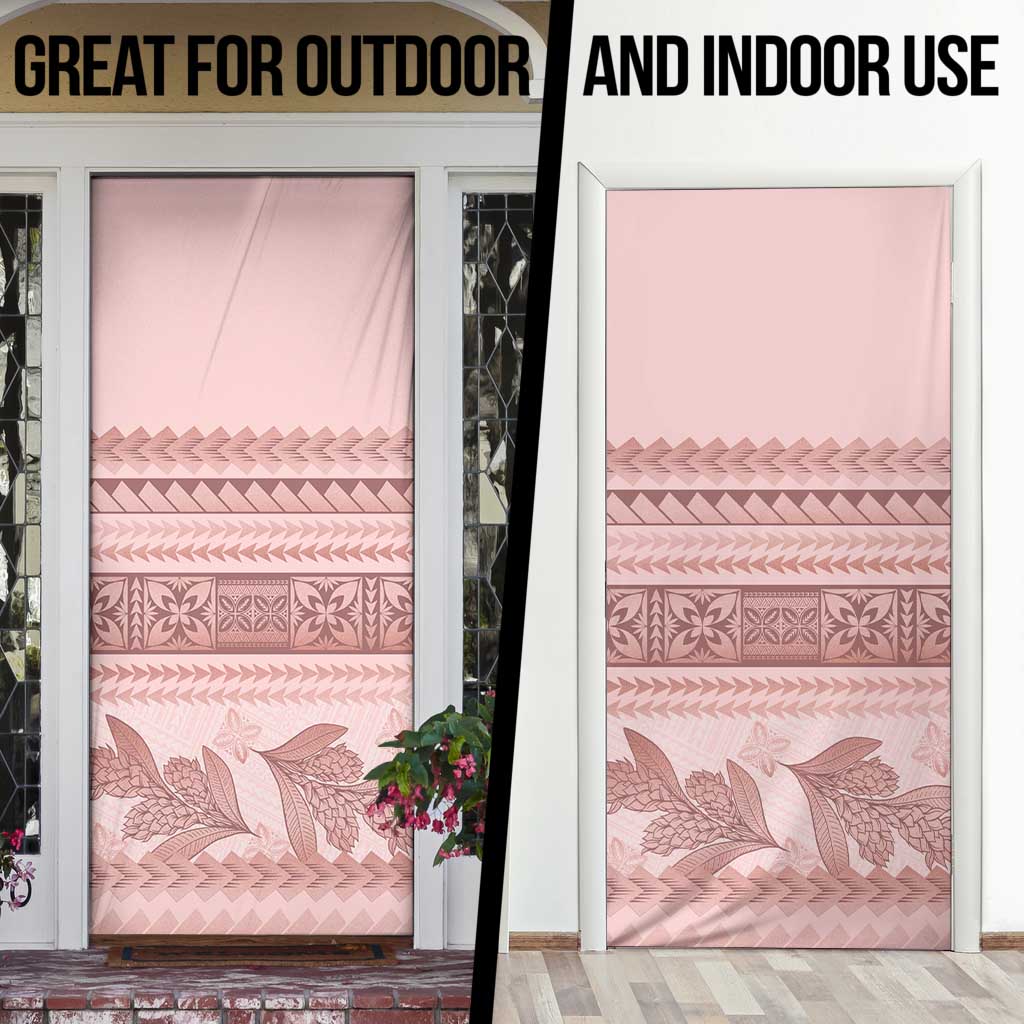 Pastel Pink Samoa Siapo Teuila Flowers Door Cover - Polynesian Pride