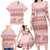 Pastel Pink Samoa Siapo Teuila Flowers Family Matching Long Sleeve Bodycon Dress and Hawaiian Shirt - Polynesian Pride