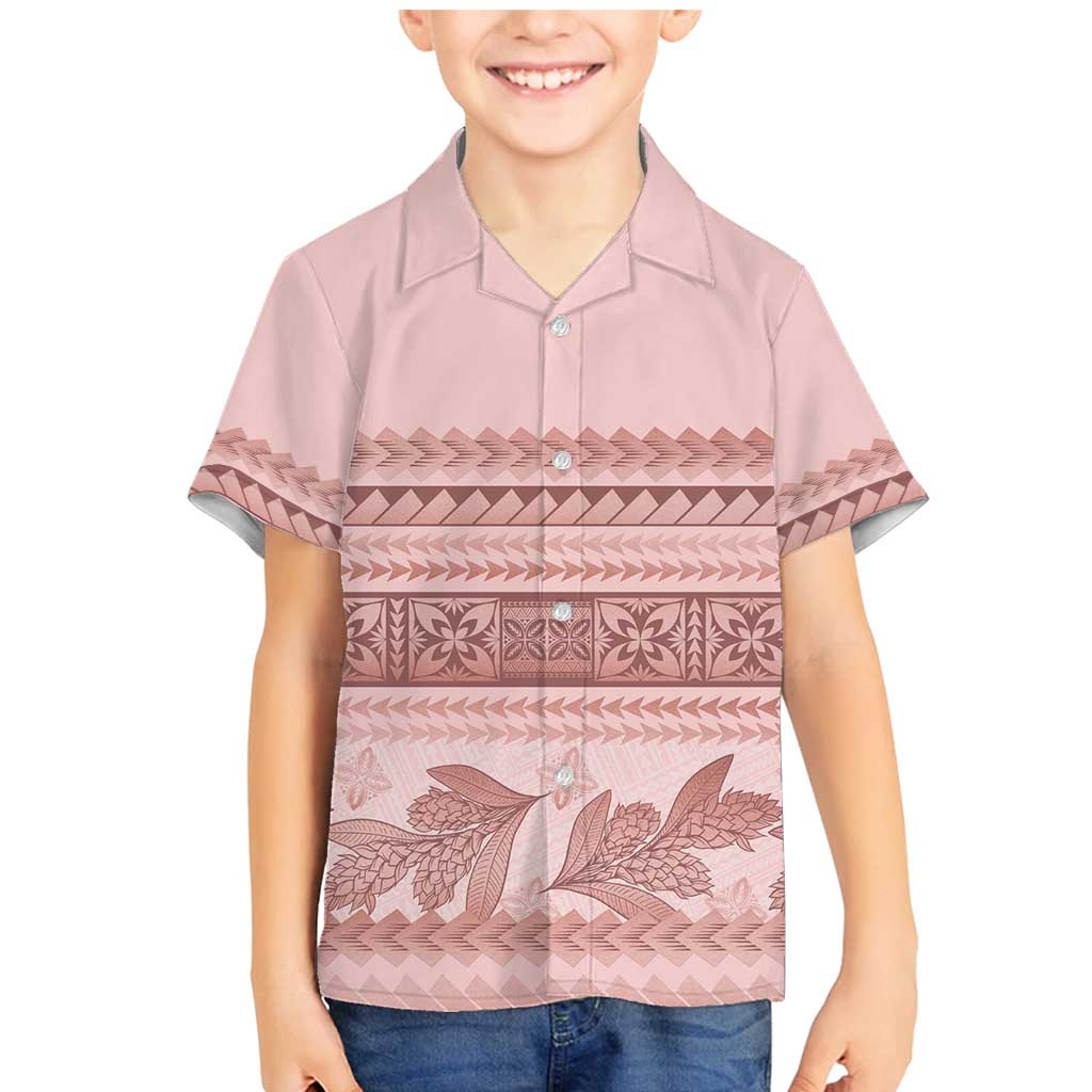 Pastel Pink Samoa Siapo Teuila Flowers Family Matching Mermaid Dress and Hawaiian Shirt - Polynesian Pride