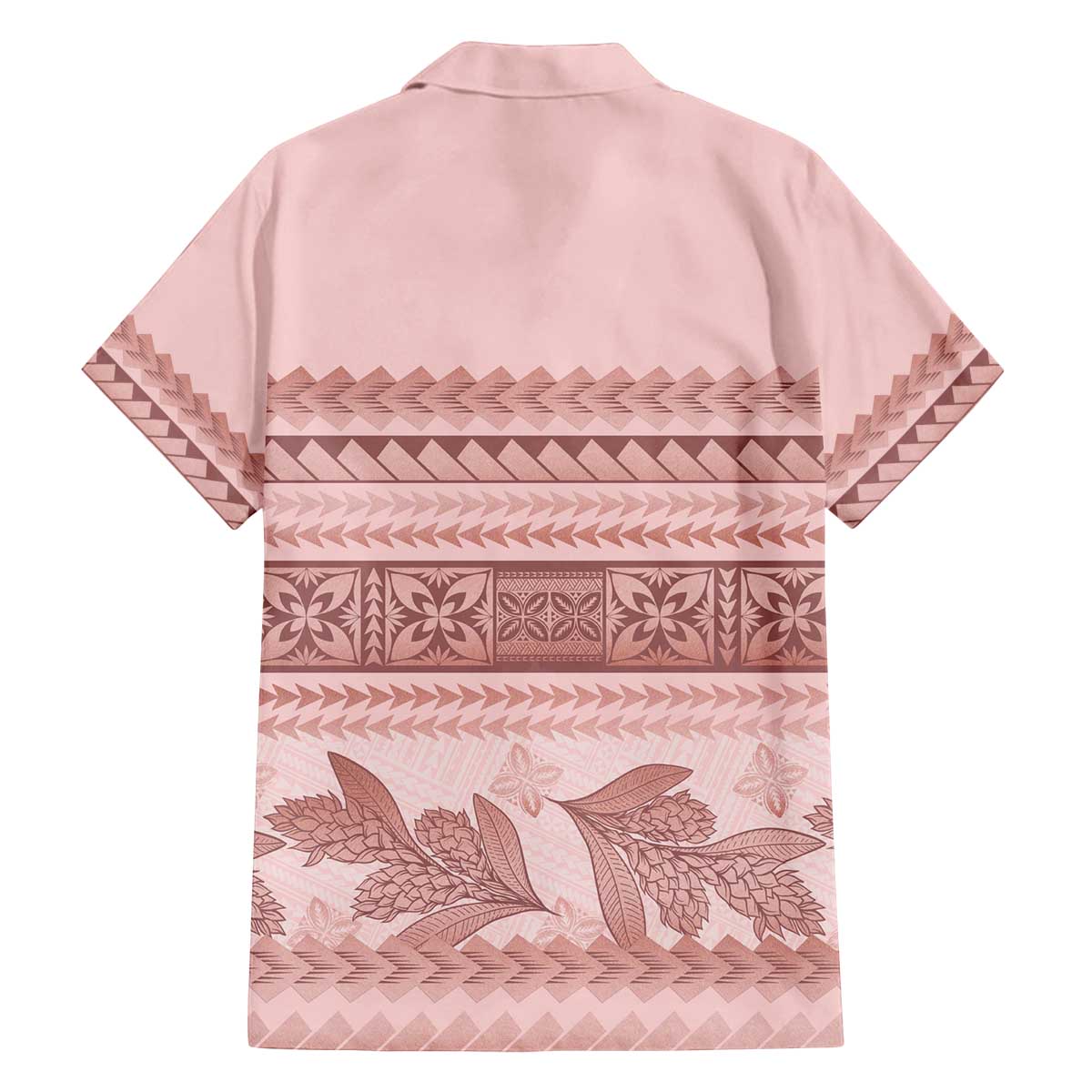 Pastel Pink Samoa Siapo Teuila Flowers Family Matching Off The Shoulder Long Sleeve Dress and Hawaiian Shirt - Polynesian Pride