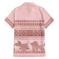 Pastel Pink Samoa Siapo Teuila Flowers Family Matching Off The Shoulder Long Sleeve Dress and Hawaiian Shirt - Polynesian Pride
