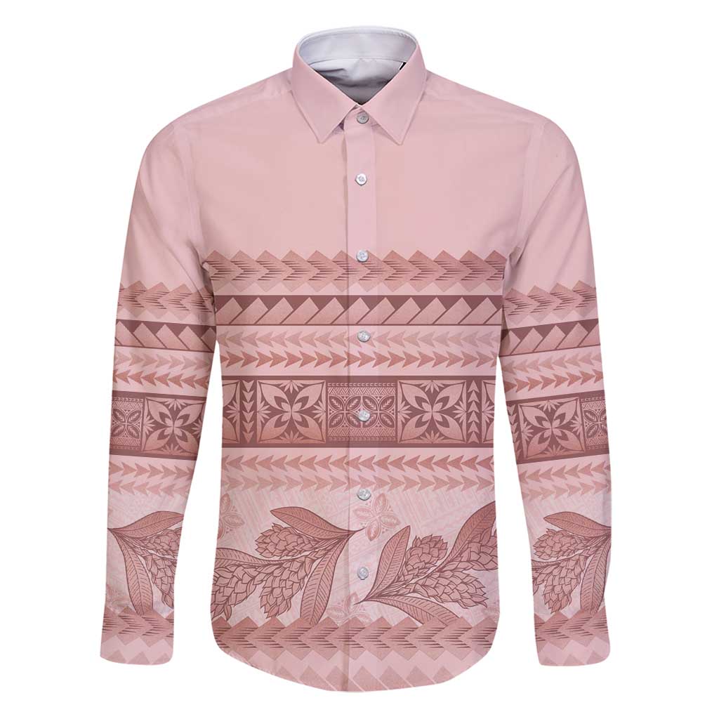 Pastel Pink Samoa Siapo Teuila Flowers Family Matching Puletasi and Hawaiian Shirt - Polynesian Pride