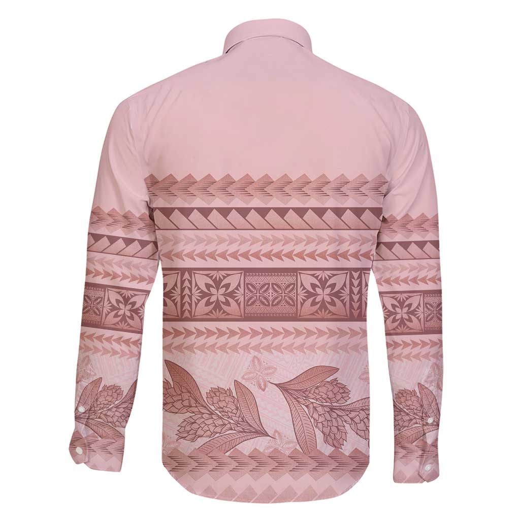 Pastel Pink Samoa Siapo Teuila Flowers Family Matching Puletasi and Hawaiian Shirt - Polynesian Pride