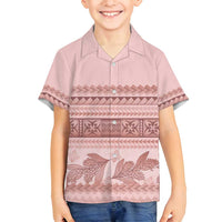 Pastel Pink Samoa Siapo Teuila Flowers Family Matching Puletasi and Hawaiian Shirt - Polynesian Pride