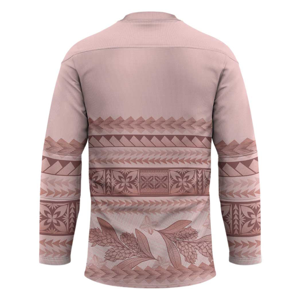 Pastel Pink Samoa Siapo Teuila Flowers Hockey Jersey - Polynesian Pride