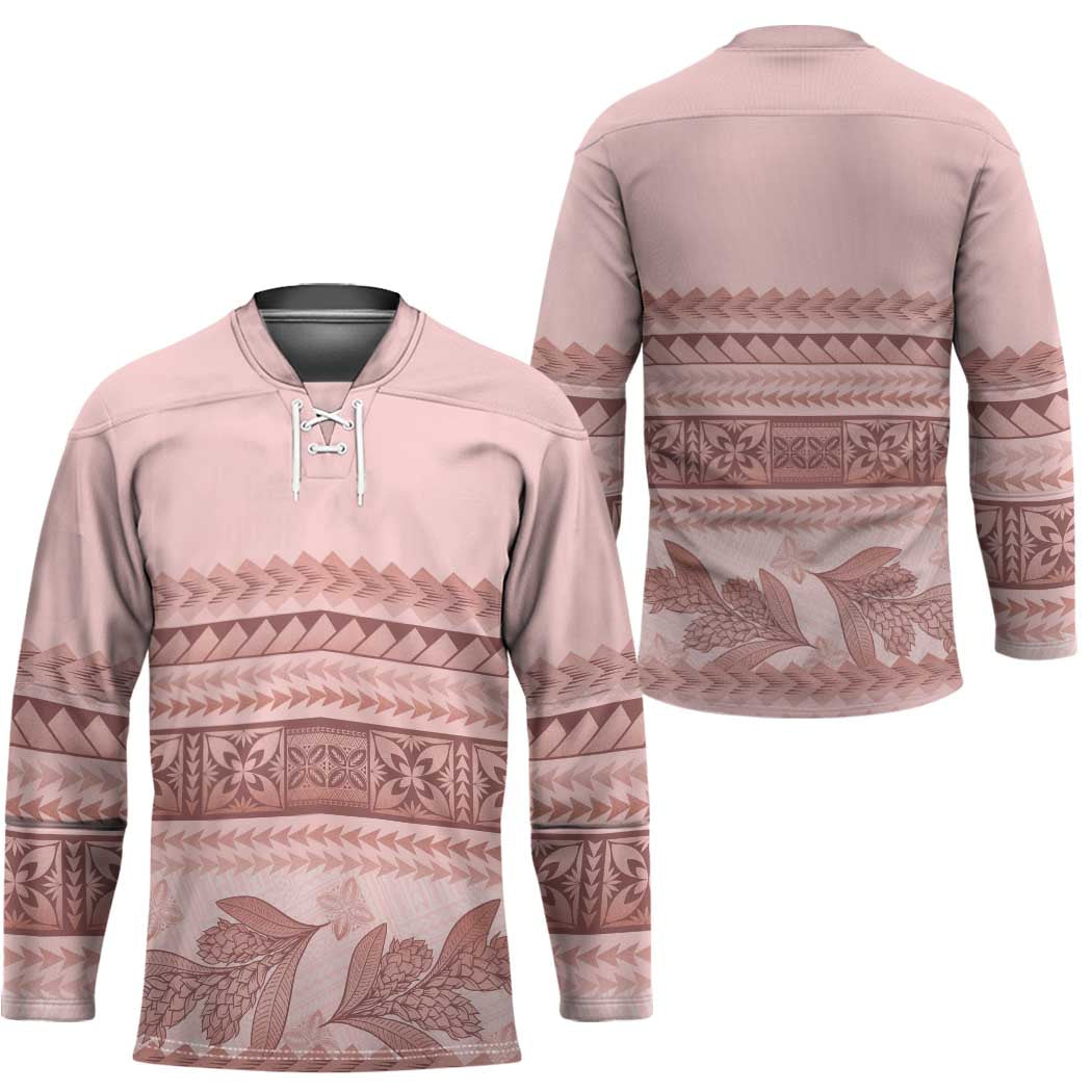 Pastel Pink Samoa Siapo Teuila Flowers Hockey Jersey - Polynesian Pride