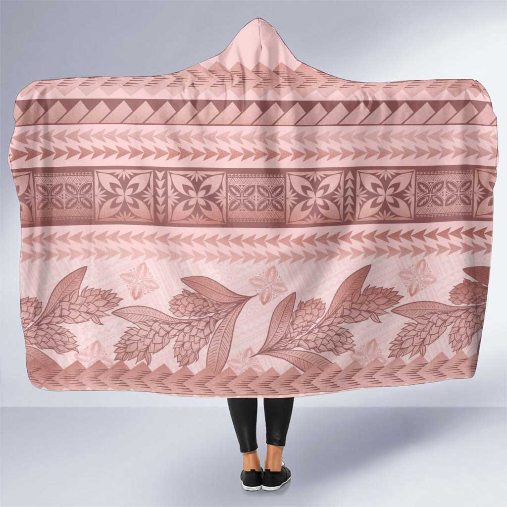 Pastel Pink Samoa Siapo Teuila Flowers Hooded Blanket - Polynesian Pride