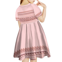Pastel Pink Samoa Siapo Teuila Flowers Kid Short Sleeve Dress - Polynesian Pride