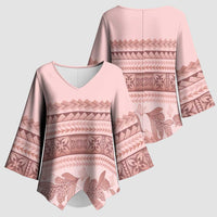 Pastel Pink Samoa Siapo Teuila Flowers Kimono Sleeve Blouse - Polynesian Pride