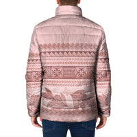 Pastel Pink Samoa Siapo Teuila Flowers Padded Jacket - Polynesian Pride