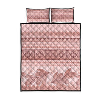Pastel Pink Samoa Siapo Teuila Flowers Quilt Bed Set - Polynesian Pride