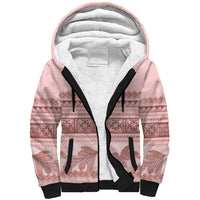 Pastel Pink Samoa Siapo Teuila Flowers Sherpa Hoodie - Polynesian Pride