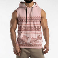 Pastel Pink Samoa Siapo Teuila Flowers Sleeveless Hoodie - Polynesian Pride