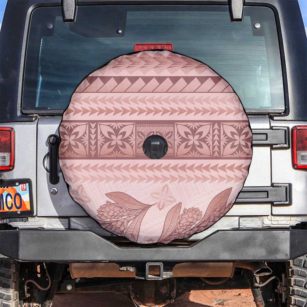 Pastel Pink Samoa Siapo Teuila Flowers Spare Tire Cover - Polynesian Pride
