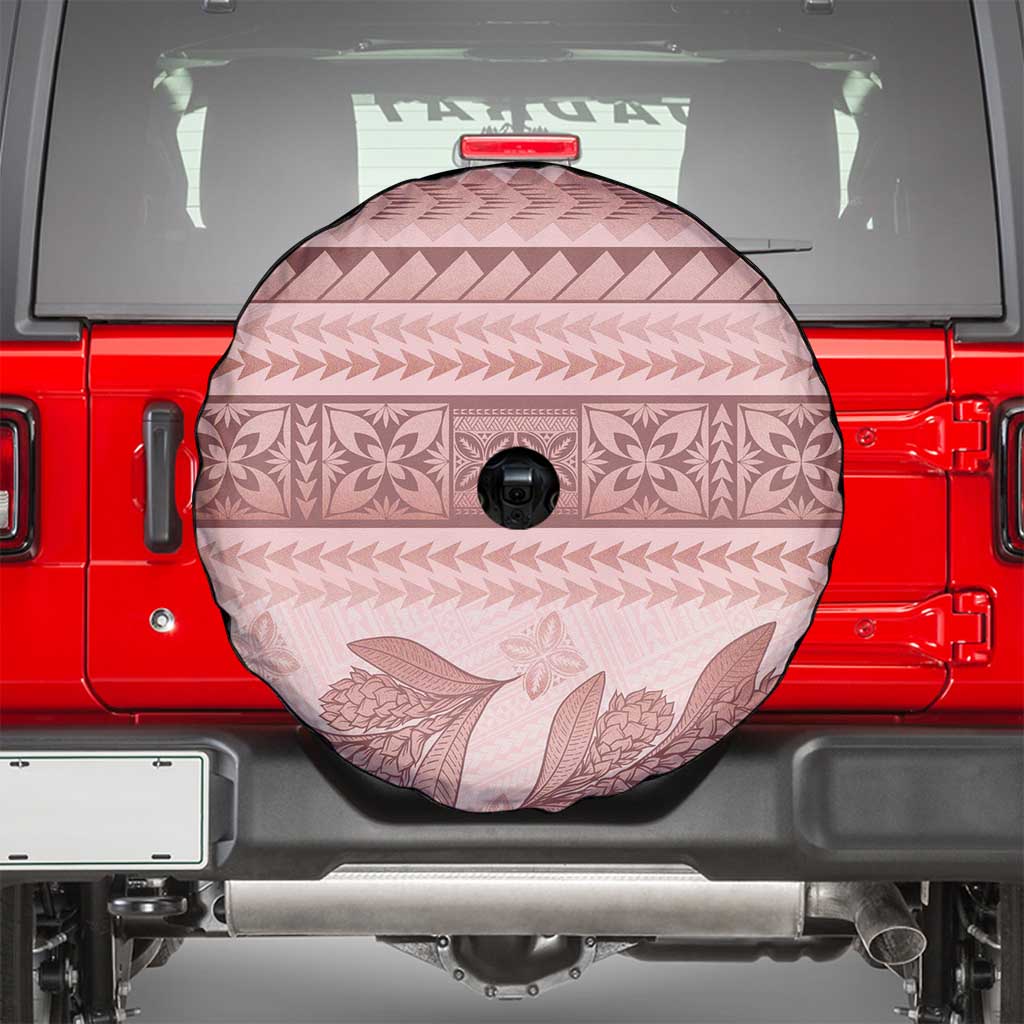 Pastel Pink Samoa Siapo Teuila Flowers Spare Tire Cover - Polynesian Pride