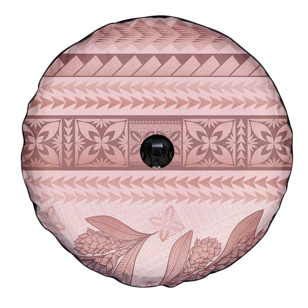 Pastel Pink Samoa Siapo Teuila Flowers Spare Tire Cover - Polynesian Pride