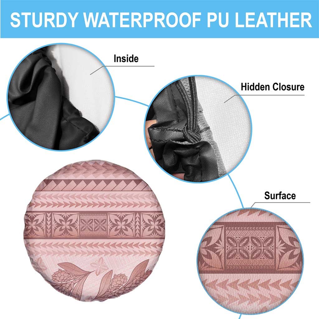 Pastel Pink Samoa Siapo Teuila Flowers Spare Tire Cover - Polynesian Pride