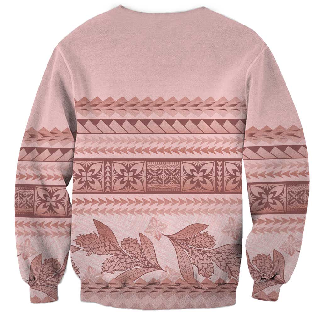 Pastel Pink Samoa Siapo Teuila Flowers Sweatshirt - Polynesian Pride