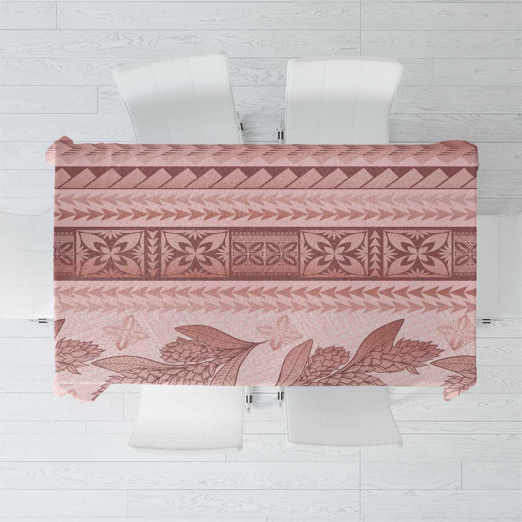 Pastel Pink Samoa Siapo Teuila Flowers Tablecloth - Polynesian Pride