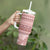 Pastel Pink Samoa Siapo Teuila Flowers Tumbler With Handle - Polynesian Pride