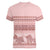 Pastel Pink Samoa Siapo Teuila Flowers Women V-Neck T-Shirt - Polynesian Pride