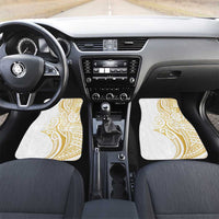 Polynesia White Sunday Car Mats Plumeria Polynesian Tribal Gold Color - Polynesian Pride