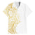 Polynesia White Sunday Family Matching Short Sleeve Bodycon Dress and Hawaiian Shirt Plumeria Polynesian Tribal Gold Color - Polynesian Pride