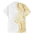 Polynesia White Sunday Family Matching Short Sleeve Bodycon Dress and Hawaiian Shirt Plumeria Polynesian Tribal Gold Color - Polynesian Pride