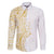 Polynesia White Sunday Family Matching Short Sleeve Bodycon Dress and Hawaiian Shirt Plumeria Polynesian Tribal Gold Color - Polynesian Pride