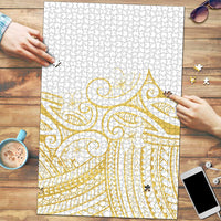 Polynesia White Sunday Puzzle Plumeria Polynesian Tribal Gold Color - Polynesian Pride